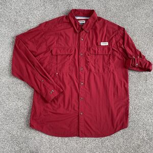 Magellan Relaxed Fit Moisture Wicking Fish Gear Long Sleeve Shirt Red Size XL